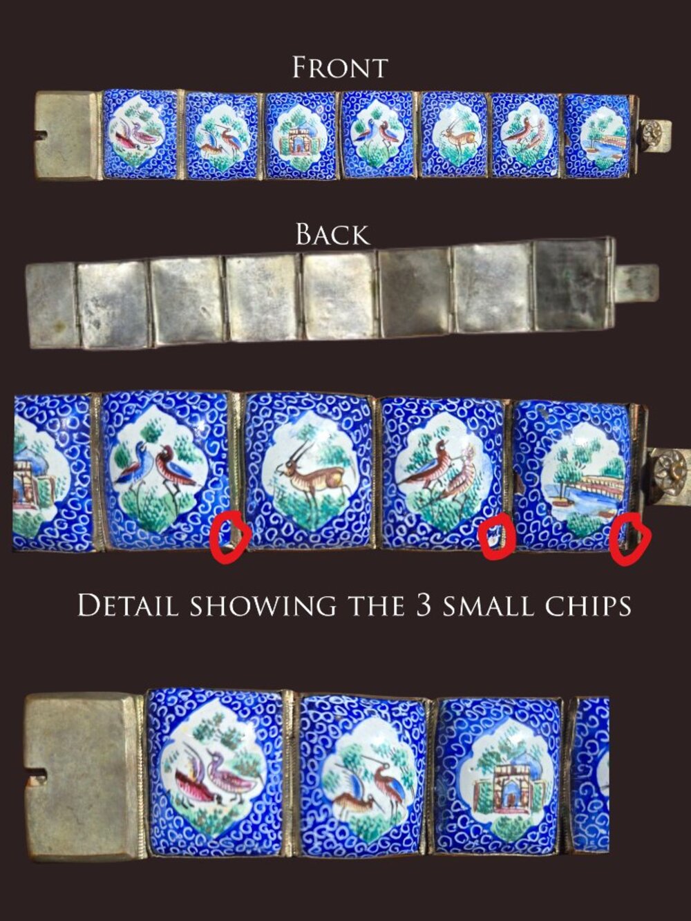 Vintage Persian Boho Enamel Story Panel Bracelet